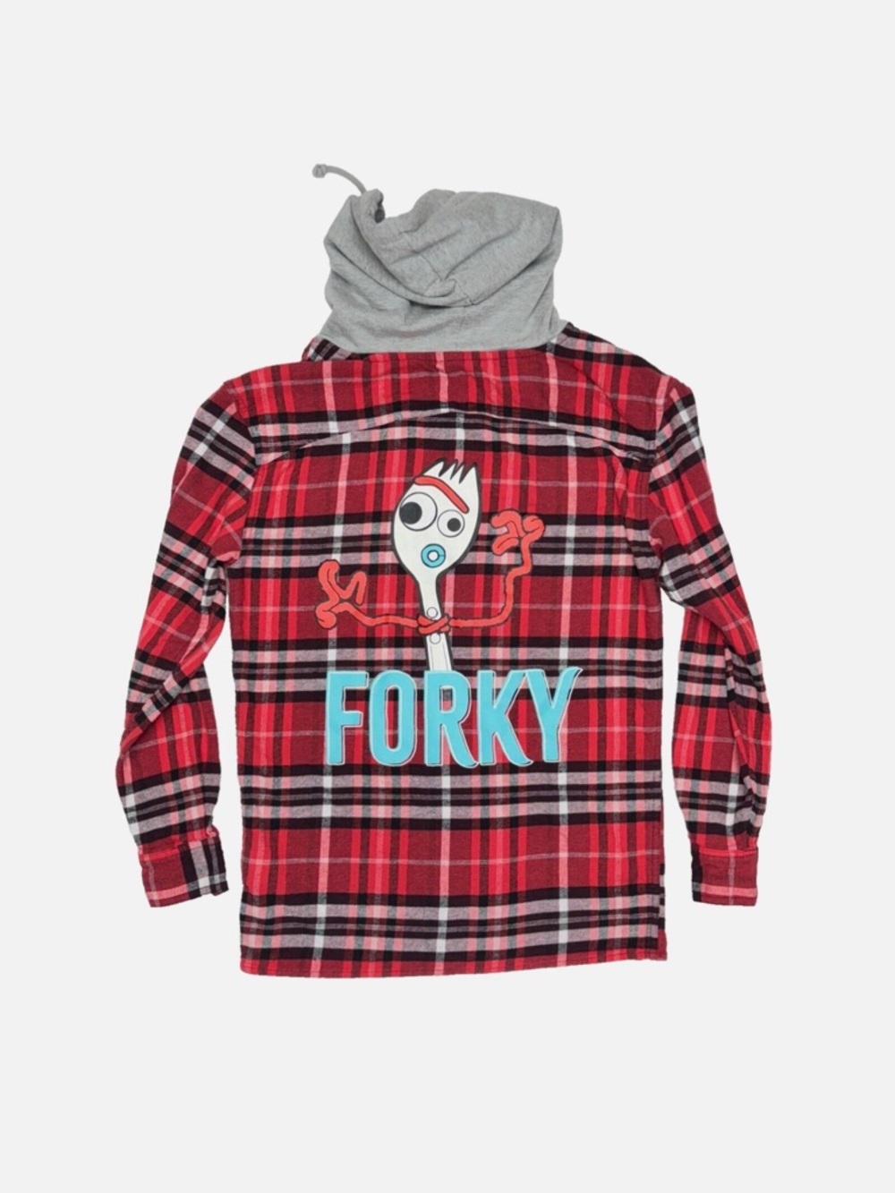 Forky Red Plaid Hooded Long Sleeve flannel